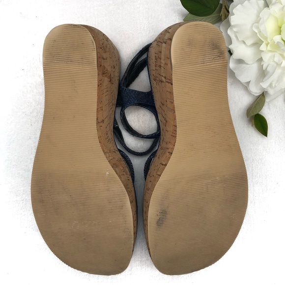 Two Lips Ali Denim Cork Wedge Heel Platform Summer Shoes 7 M - Picture 5 of 8